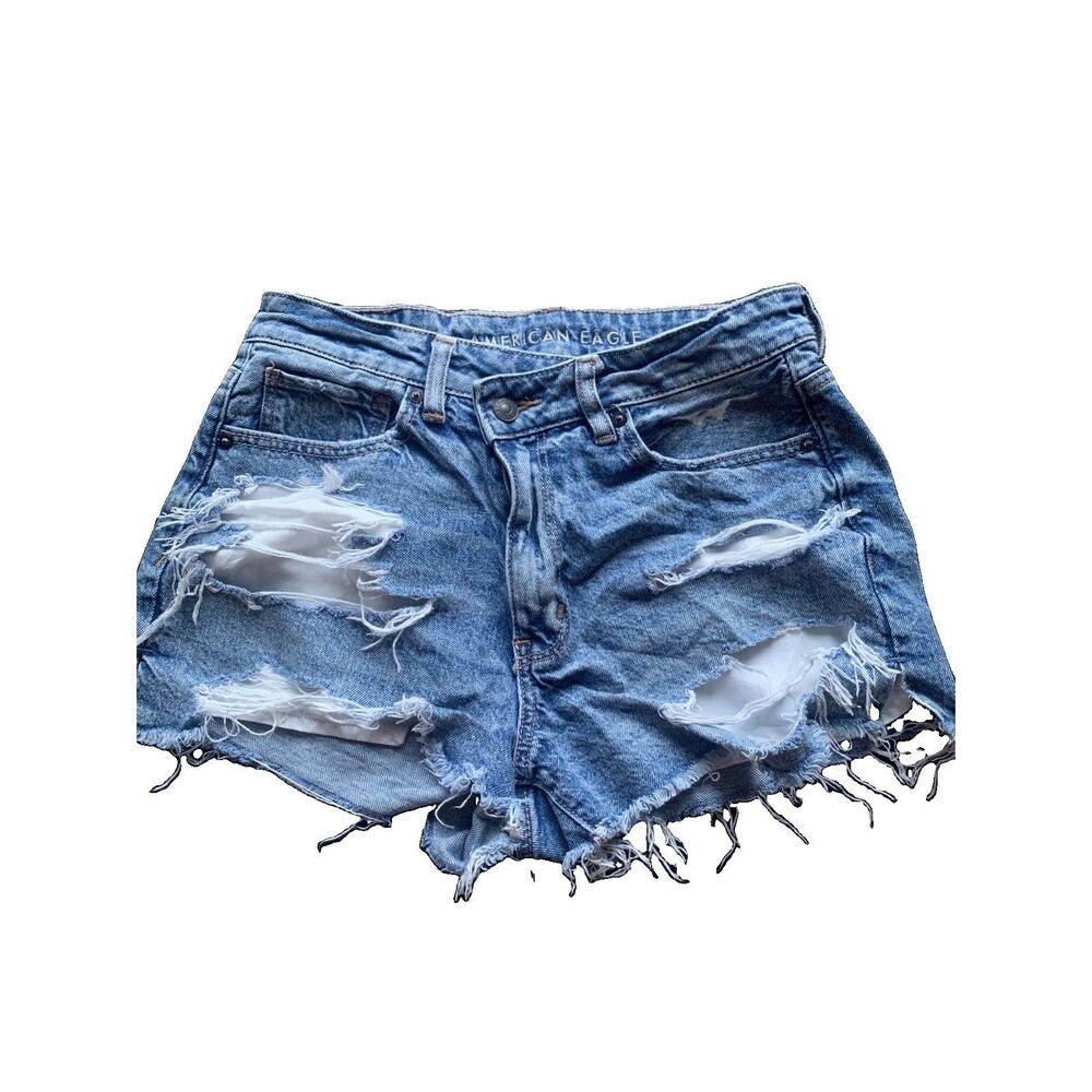 American Eagle Strigid Denim Mom Shorts Distressed Jeans High-Rise Women’s 6